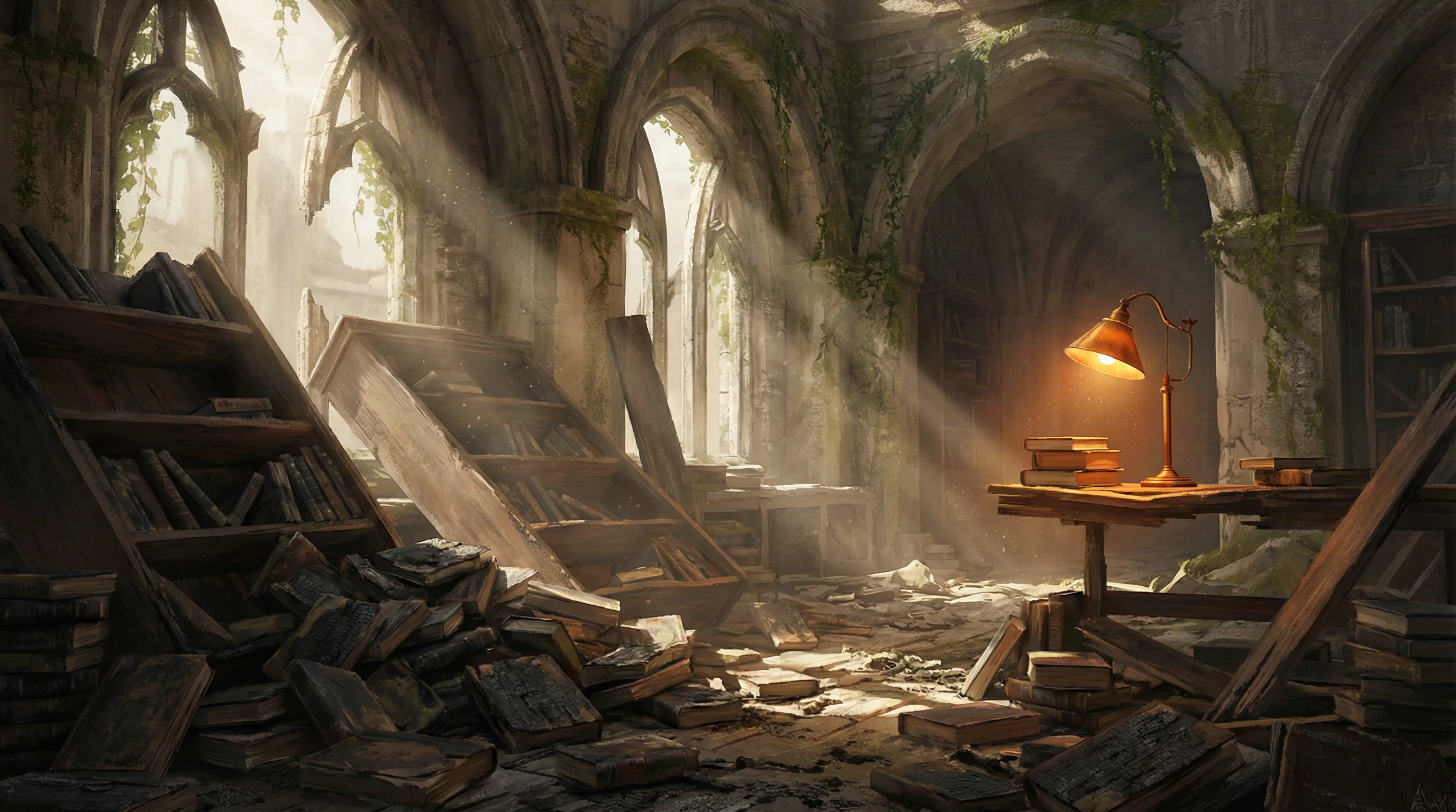 被摧毁的图书馆内部，fc电子 文明遗迹